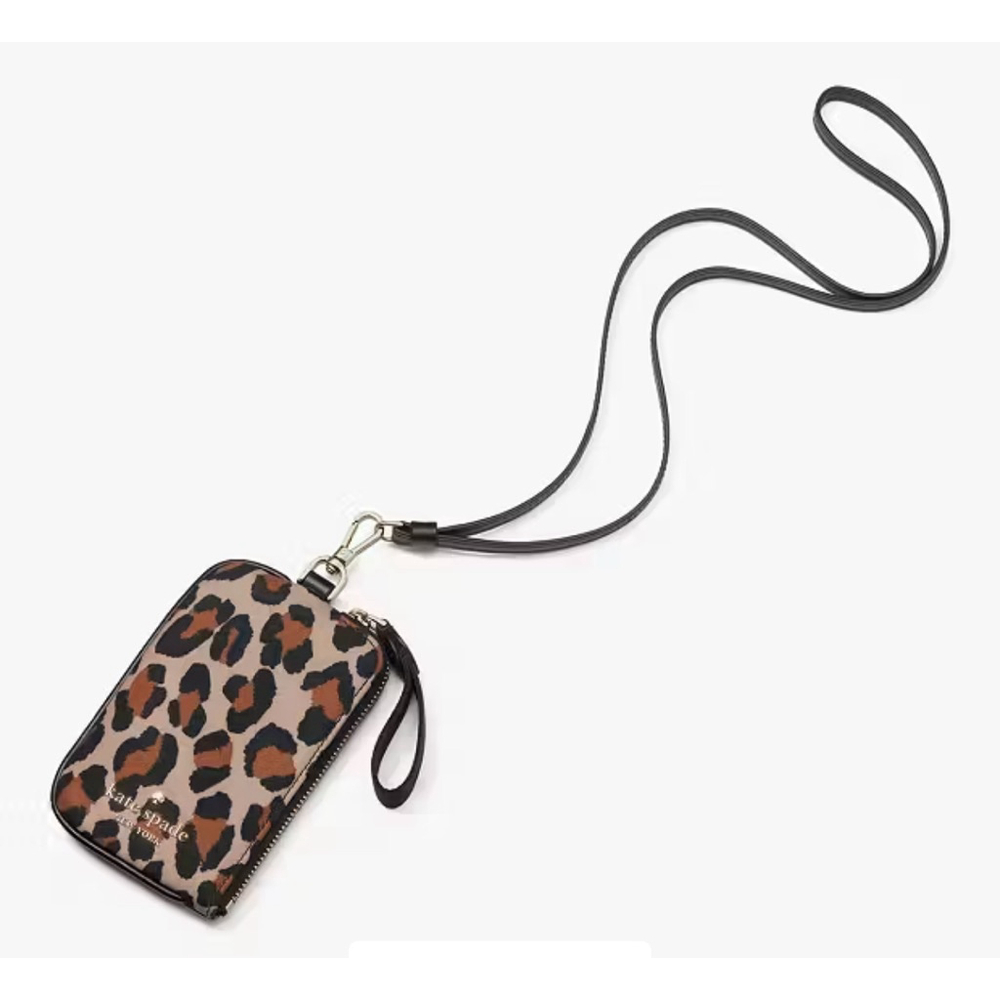 Kate Spade‎ Chelsea Leopard Card Case Wallet Lanyard